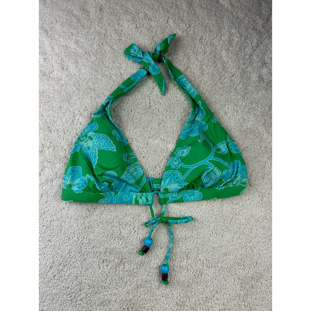 Old Navy Women's Green Floral Halter Bikini Top Swim Beach Summer Size S‎